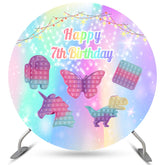 Lofaris Camilas 7Th Birthday Pop It Glitter Stars Round Backdrops